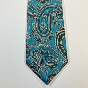 Barry Wang Mens‎ Hand Tailored Silk Paisley Floral Necktie Italy